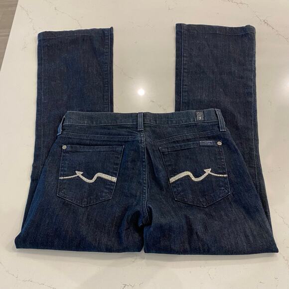 7 for all Mankind Blue Bootcut Jeans with Rhinestones Bling Size 26 - Picture 4 of 10